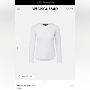 NWT Veronica Beard Mason Long Sleeve Tee size XS color White